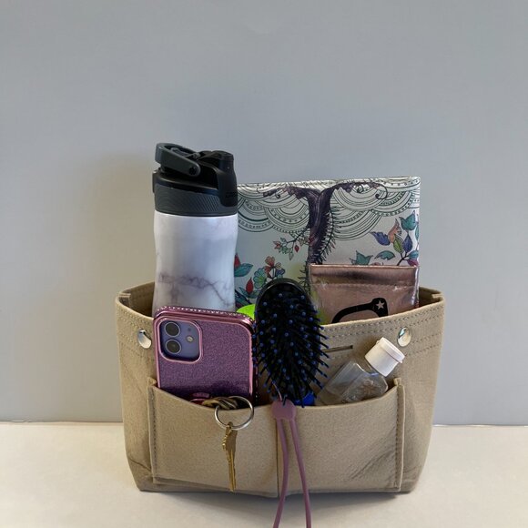 Insert/Organizer- Designer Handbags/Totes -Bright Khaki Style 3- Snap - NWT - Picture 5 of 10